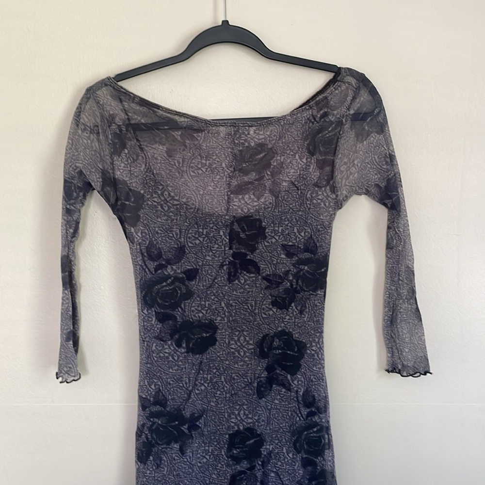 Bebe Black Floral Midi Dress - Picture 5 of 7